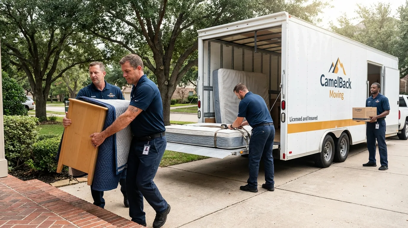 Crew loading residential truck for cross-state move from Hightstown, NJ
