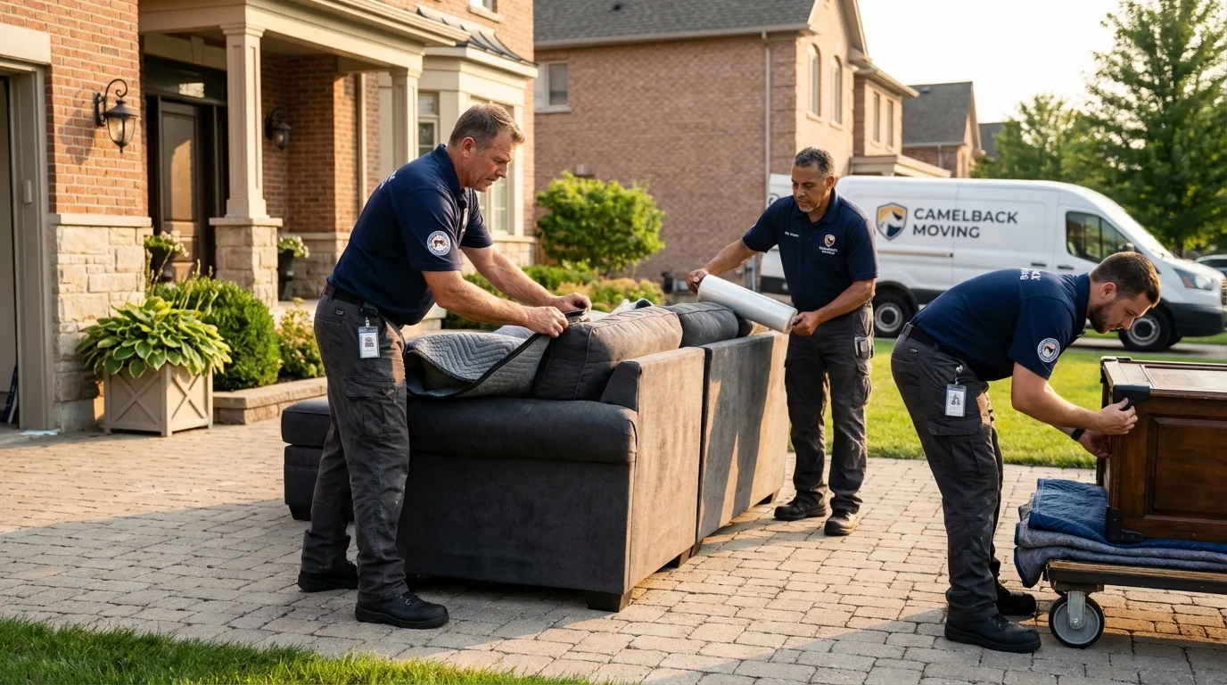 Large estate moving crew wrapping furniture in Hightstown, NJ